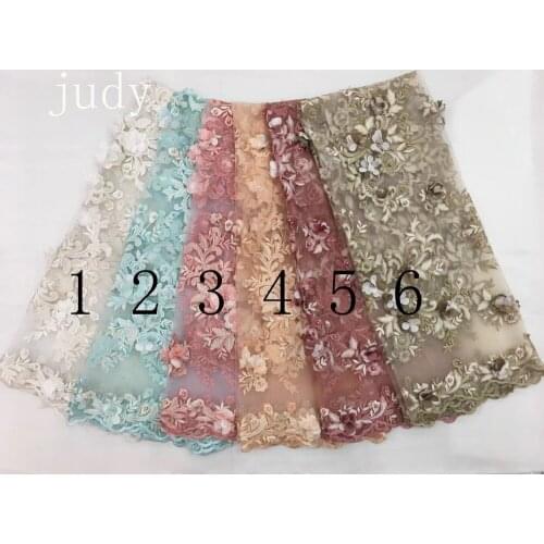 RFJJ101# 6 color mesh 3 d mixed color embroidery African cloth French dress fabric for wedding dress festival celebrations