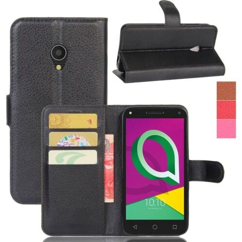 For Alcatel U5 (5.0") Luxury PU Leather Wallet Flip Case With Card Slot Holder Back Cover For Alcatel U5 (4G) 5047 5044D 5047Y