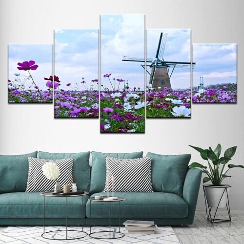 5 Pieces Windmill Modern Wall Art Pictures HD Printe Canvas Painting Modular Frame Pictures HD Painting Home Decoration Artwork