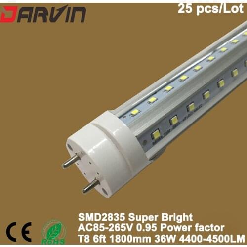 Led Tube T8 Light V-shade Split Led Tube Lamp 6ft 1800mm 36W 288leds High Bright Lamp SMD2835 AC85-265V g13Energy Saving Lights