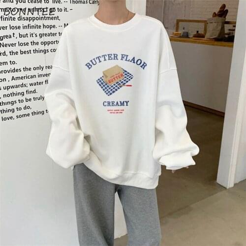 Sweatshirts Women Streetwear Pullovers Japanese Loose Letter Fashion Kawaii Long-sleeved Female Leisure Spring Autumn O-neck Ins
