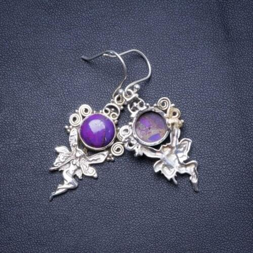 Natural Turquoise Handmade Unique 925 Sterling Silver Earrings 1" X4655
