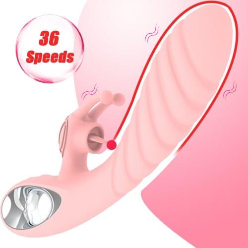 G Spot Vibrator for Women Dildo Sex Toys Vaginal Clitoral Massager USB Charging Clit Tongue Licking Female Masturbator 36 Speed