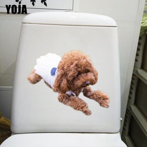 YOJA 24.6×19.5CM Funny And Cute Teddy WC Toilet Sticker Cartoon Home Room Wall Decoration T1-2465
