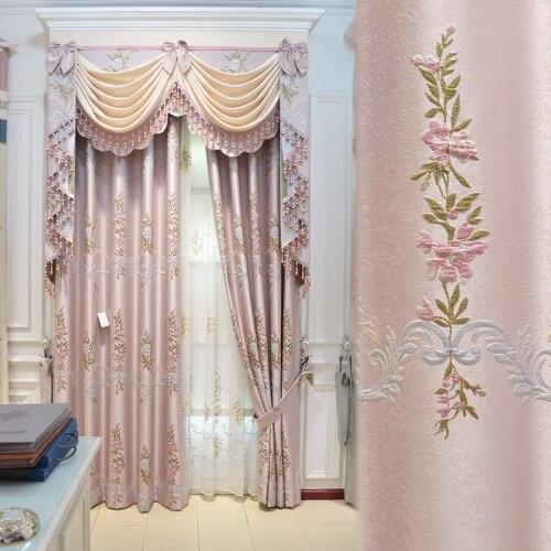 European Style Curtains for Living Dining Room Bedroom High Precision Relief Jacquard Curtains Finished Product Customization
