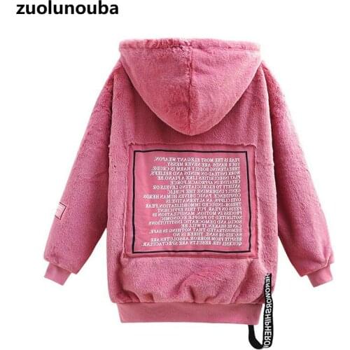 2020 Winter Korean Version Plus Velvet Thickening Comfortable Warm Women Pullover Mid-length Loose Casual Plush Ladies Hoodie