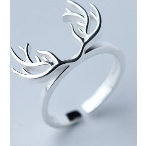 MloveAcc 2018 Fashion 925 Sterling Silver Elk Legend Deer Open Rings for Women Party Jewelry Christmas Gift