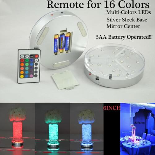 10 PCS/Lot Free Shipping Sharp Bright 6inch LED Light Base with Remote Controller For Wedding Unique Wedding Table Decoration