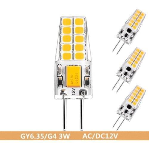 10pcs GY6.35 G4 LED bulb Mini Corn Light AC/DC12v 3W Crystal Spotlight Lampada 20led 360 Beam Angle 2835 Replace 30W Halogen