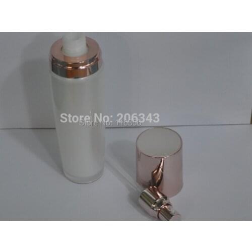 100ml pearl white acrylic press pump lotion.emusion bottle,cosmetic container,press pump bottle with pink lid ,Cosmetic bottle