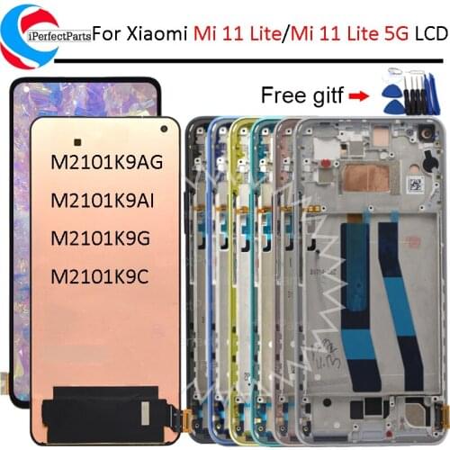 6.5''AMOLED For Xiaomi Mi 11 Lite LCD M2101K9AG Display with Frame Touch Screen Panel Digitizer Tela For Xiaomi 11 Mi11 Lite LCD