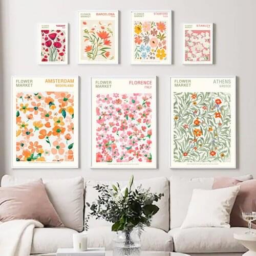 Abstract Flower Market Amsterdam Athens Plants Wall Art Canvas Painting Nordic Posters And Prints Decor Pictures For Living Room