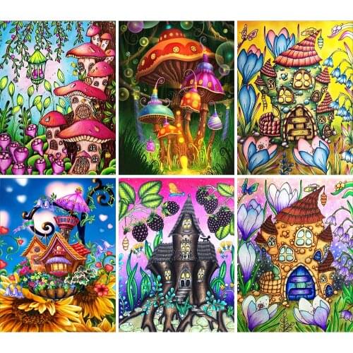 Diamond Painting Mushroom Flower Landscape Cartoon 5D DIY Embroidery Art Square Round Mosaic Set Cross Stitch Home Decor Gift