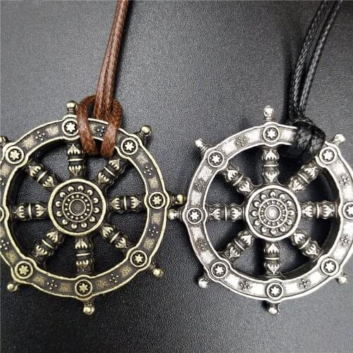 Antuqing Men Viking Jewelry Dharma Wheel of Life Samsara Buddhist Amulet Pendant Pagan Talisman Necklaces Women Dropshipping