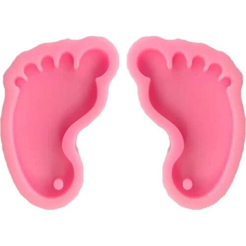 Handmade Baby Footprint Keychain Mold DIY Footmark Keychain Pendant Silicone Resin Casting Molds Jewelry Making Tools