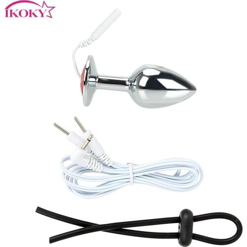 IKOKY Electric Shock Set Sex Toys For Men Electrical Climax Anal Plug & Cock Ring Penis Stimulator Medical Themed Toys