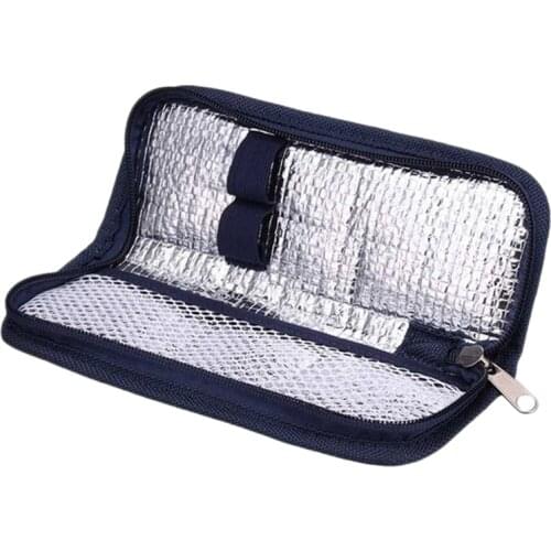 Insulin Cooler Travel Case Diabetic Medication Organizer Cooler Bag Navy Blue