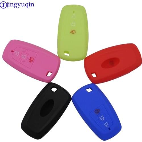 Jingyuqin 10pcs 2 Button Silicone Car Remote Key Fob Shell Cover Case For Ford EcoSport 2018- Skin Holder Protector