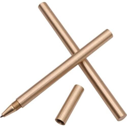 Quality Luxury Gold Optional Minimalism Superfine Ballpoint Pen Pure Brass Stationery Copper Ballpen Writing Office