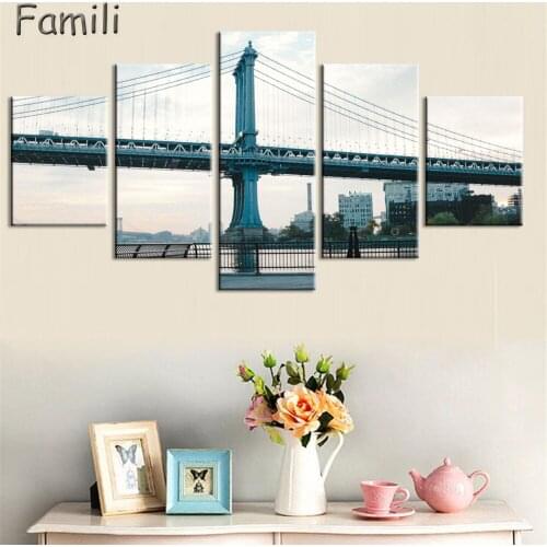 The Landscape of New York Paintings for Home Decor Canvas Printings Large Wall Art for Living Room Bedroom 5Pcs