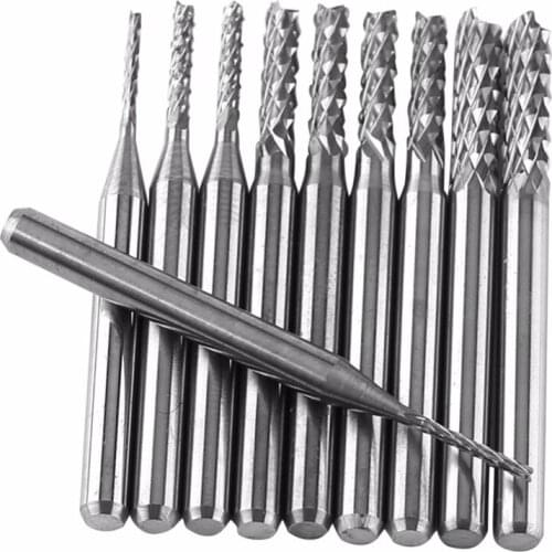 10pcs CNC Corn Milling Cutter Tungsten Carbide End Mill Drill For Engraving Milling Machine Cutting Bit 1.0/1.5/2.0/2.5/3.0mm