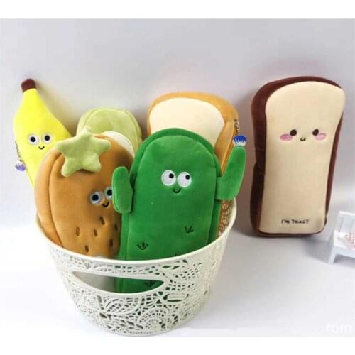 Colorful Creative Toast Biscuit Cactus Potato Avocado Plush Large Capacity Student Stationery Box Presents To Children