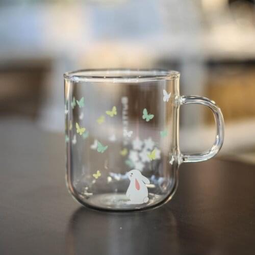 Kawaii Japanese style Mug Cute Animal Heat Resistance Glass Milk Tea Mug Zakka Novelty Girl Friend Maid Gift Cafe
