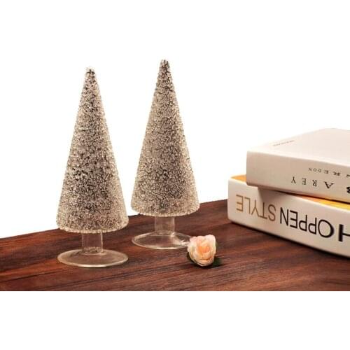 MagiDeal Clear Glass Mini Christmas Tree Creative Table Decoration Ornament 20cm