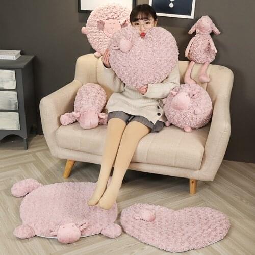 Multi Series Pink Lamb Plush Toy Sheep Nap Pillow Chair Cushion Soft Heart Stuffed Bedroom Carpet Cushion Girls Valentines Gift