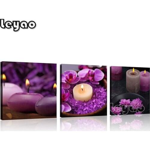 Diamond painting full square 3 pcs Spa Stones and Rose Still Life Triptych diamond embroidery,diamond mosaic,square,round drill