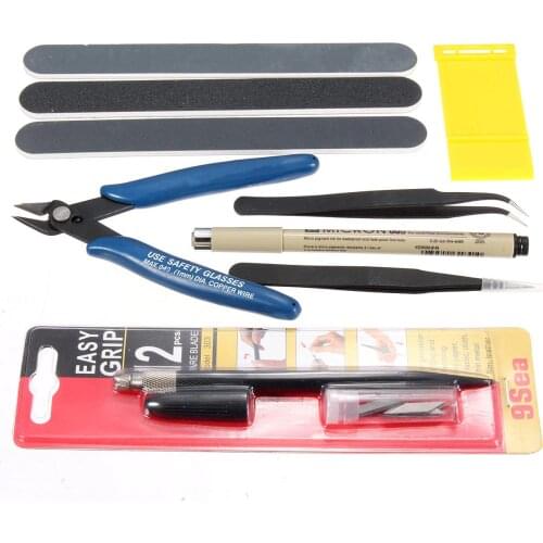Gundam Modeler Basic Tools Craft Set For Car Model Building Kit Craft Knife with 12PCS Spare Blade Parts Separator Side Cutter