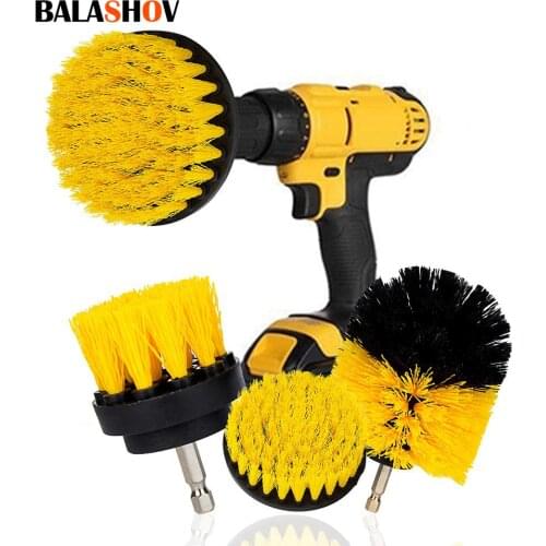 3Pcs/Set Electric Scrubber Brush Drill Brush Kit Round Cleaning Brush For Carpet Glass Kitchen Cleaning Nylon Brushes 2/3.5/4