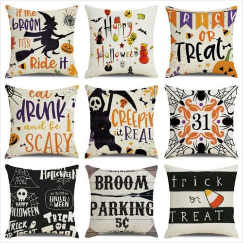 45cm*45cm happy Halloween writing designs Linen/Cotton Throw Pillow Covers Cushion Cover home Decor Pillowcase