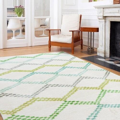 Nordic Ins Green Yellow Plaid Carpet Living Room Modern Soft Floor Mat Fluffy Rugs For Bedroom Kid Room Carpet Home Decor Play