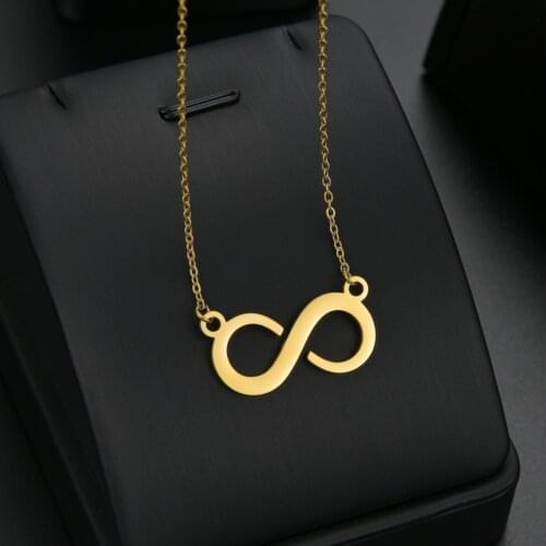 YWSHK 2021 New Stainless Steel Infinity Love Pendant Necklace High Polished for Women Girls Fashion Jewelry Wedding Gift Bijoux
