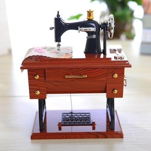 New Small Music Boxes Plastic Vintage Music Box Mini Sewing Machine Style Mechanical Creative Birthday Gift Table Decor
