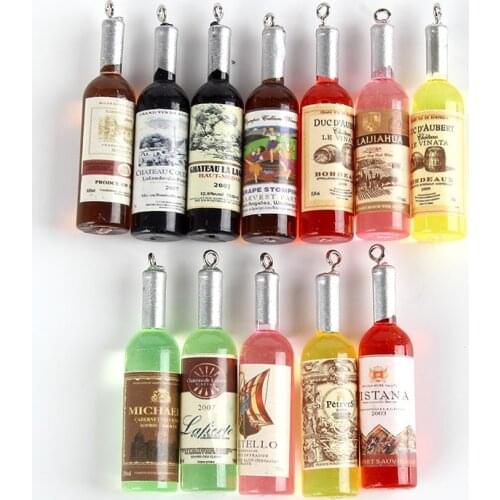 New Arrival Mixed style Wine bottle Plastic Pendant charms For Making jewelry DIY 12pcs Wholesale