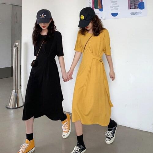 Summer Dress Womens 2021 New Loose Comfortable Female Long Retro Short Sleeve Casual T-shirt Dresses for Women Party Holiday