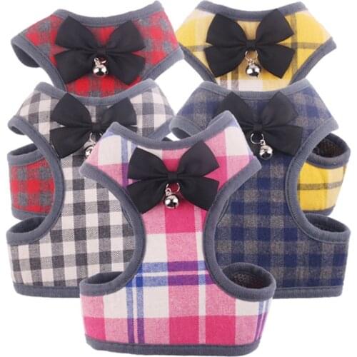 New Small Pets Dogs Harnesses Leashes Set Summer Breathable Breakaway Vest Harnesses With Bell Bow For Teddy Poodle Accessories