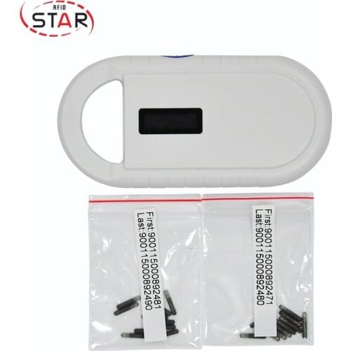 Low frequency FDX-B animal rfid reader microchip scanner + 10pcs 1.4*8mm Iso11784/5 Fdx-b Rfid dog animal microchips