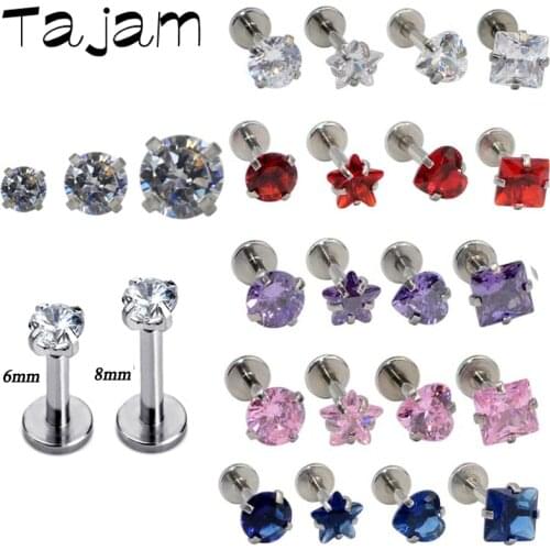 16G Clear Zircon Stone Labret Nose Piercing Ear Studs Lip Helix Earrings Nose Ring Cartilage Tragus Body Piercing Jewelry