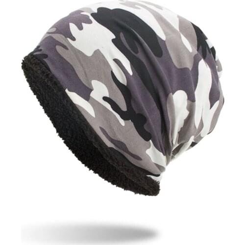 Autumn Winter Unisex Plus cashmere Thickened camouflage Beanies Winter Hats for Women Fashion scarf Kit Outdoor leisure hats