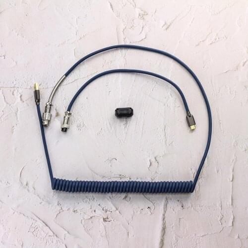 High Quality 5 Pin Type A to C Aviator Data Line 120cm Coiled Spring Cable For Keyboard Melody 96 KBD75