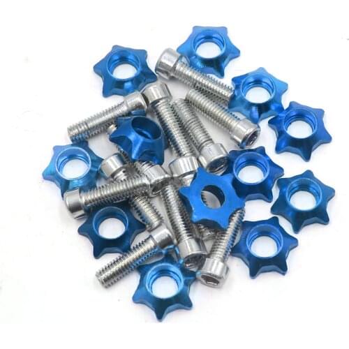 Uxcell 12 Pcs 6mm Thread Dia Blue Star Shaped Motorcycle License Plate Frame Bolts Screws
