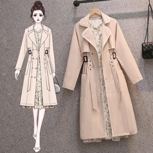 2021 Plus Size Autumn Thin Gentle Work Wear Long Trench Coat With Belt For Women Windbreaker Coat 4xl Women Fashion