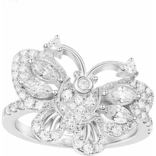 SLJELY Luxury 925 Sterling Silver Butterfly Phalanx Ring Micro Cubic Zirconia Stones Women Mocano Fashion Party Brand Jewelry