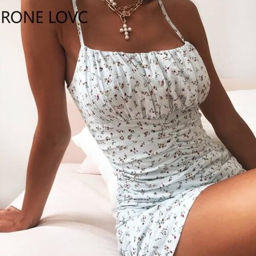 Women Floral Print Ruched Spaghetti Strap Dress Casual Dress Elegant Fashion Chic Dress