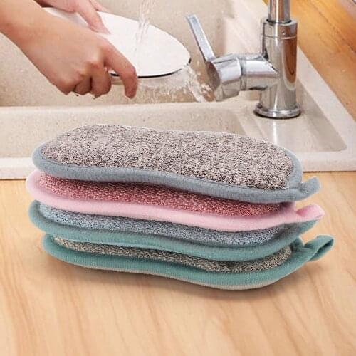 1/4/5/15/20/30pcs Dish Brush Double Sided Scouring Pad Reusable Cleaning Magic Sponges Cloth Kitchen Decontamination Dish Towels