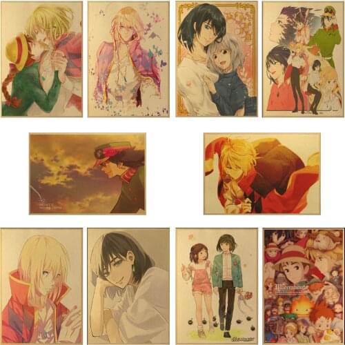 Japanese Classic Anime Poster Kraft Paper Prints and Posters Home Room Decor Art Wall Stickers 10 PCS