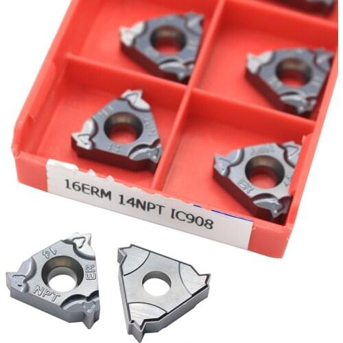 10pcs Carbide Inserts 16ERM 14NPT IC908 Plate CNC Threaded Blade Lathe Cutter Tool Turning Tools